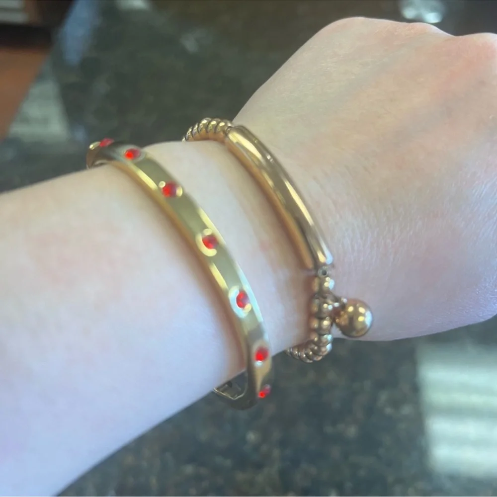 $68 New Kate Spade Set in Stone Polished Hinged Bangle Bracelet